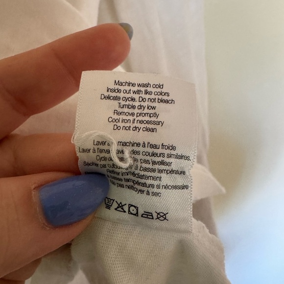 Veronica Beard White Pima Cotton Scoop Long Sleeve Gold Buttons Medium FLAWED - Picture 7 of 8